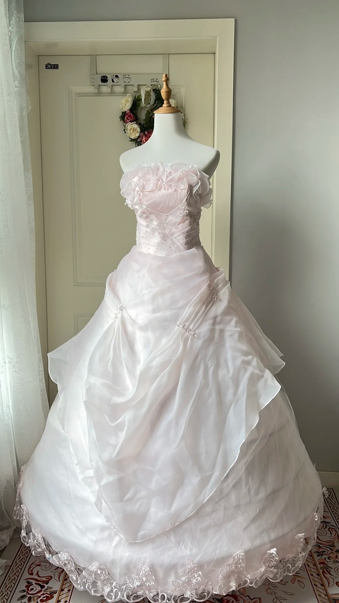 Sweet 16 Dress Ideas High Low Strapless Pink Lace With Beading Ball Gown Sweet Sixteen Birthday Dresses RC0728