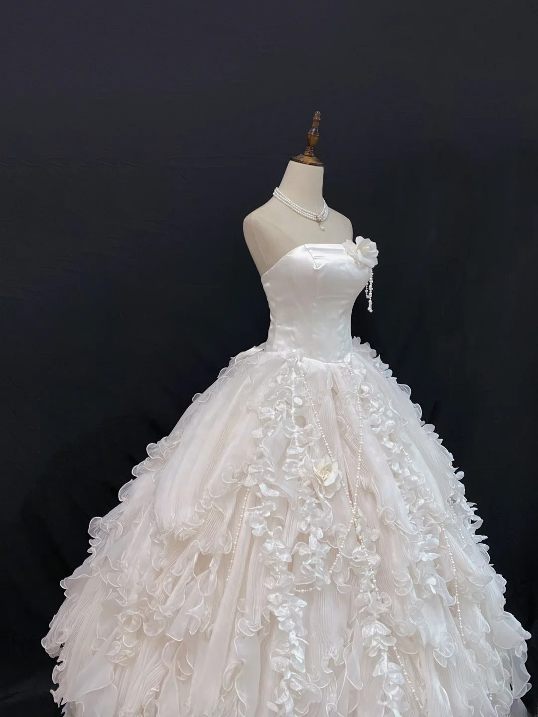 Princess Vibes Ball Gown Strapless White Long With Tiered Layers Quince Dress inspo Quinceanera Dresses Sweet 16 Outfit RB7860