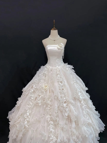 Princess Vibes Ball Gown Strapless White Long With Tiered Layers Quince Dress inspo Quinceanera Dresses Sweet 16 Outfit RB7860