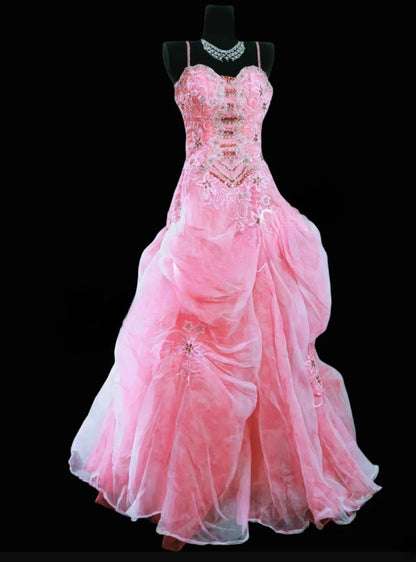 Beautiful Ball Gown Spaghetti Strap Pink Prom Dress Formal Dress Party Dresses RB7136