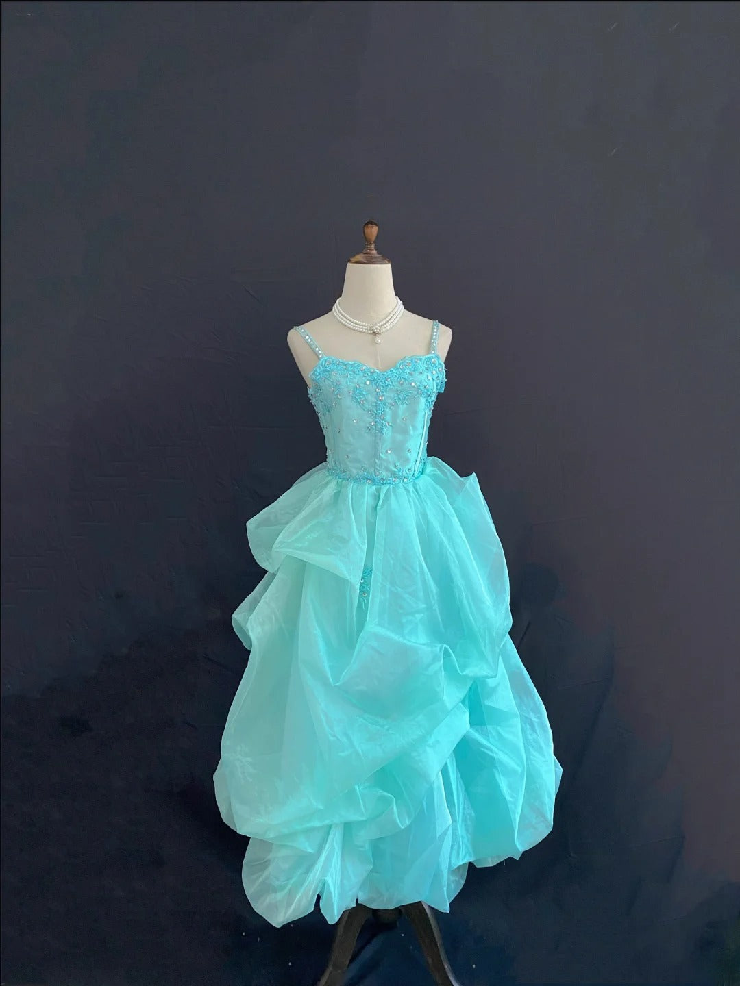 Cute Homecoming Dresses Ball Gown Tea Length Straps Blue Birthday Cocktail Dress Ideas Outfits RB7861