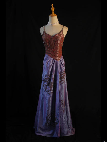 Retro-Abendkleid im Stil der 1950er Jahre: A-Linie, Spaghettiträger, Taft, bordeauxrot mit Perlen, Inspiration für ein Outfit zum 21. Geburtstag, Abendkleid AS407