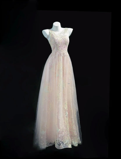 Classy Prom Dresses A Line Scoop Light Pink Tulle 1950s Retro Classy Party Formal Outfits RB6224