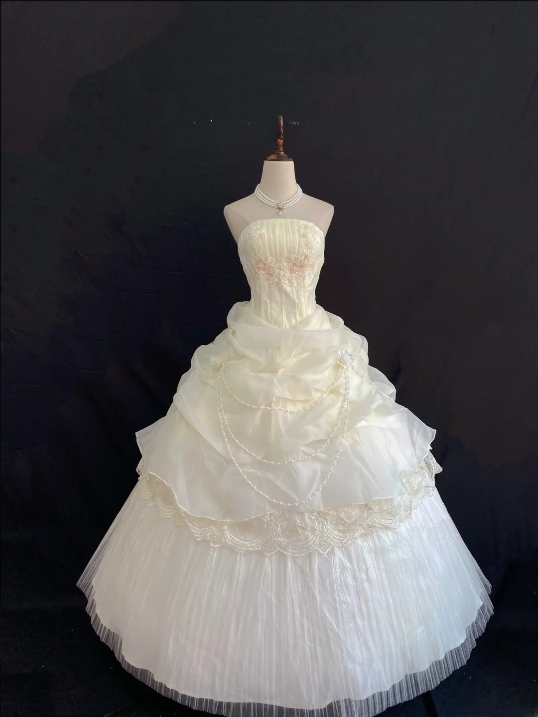 Princess Vibes Ball Gown Strapless Light Yellow Long With Tiered Layers Quince Dress inspo Quinceanera Dresses Sweet 16 Outfit RB7863