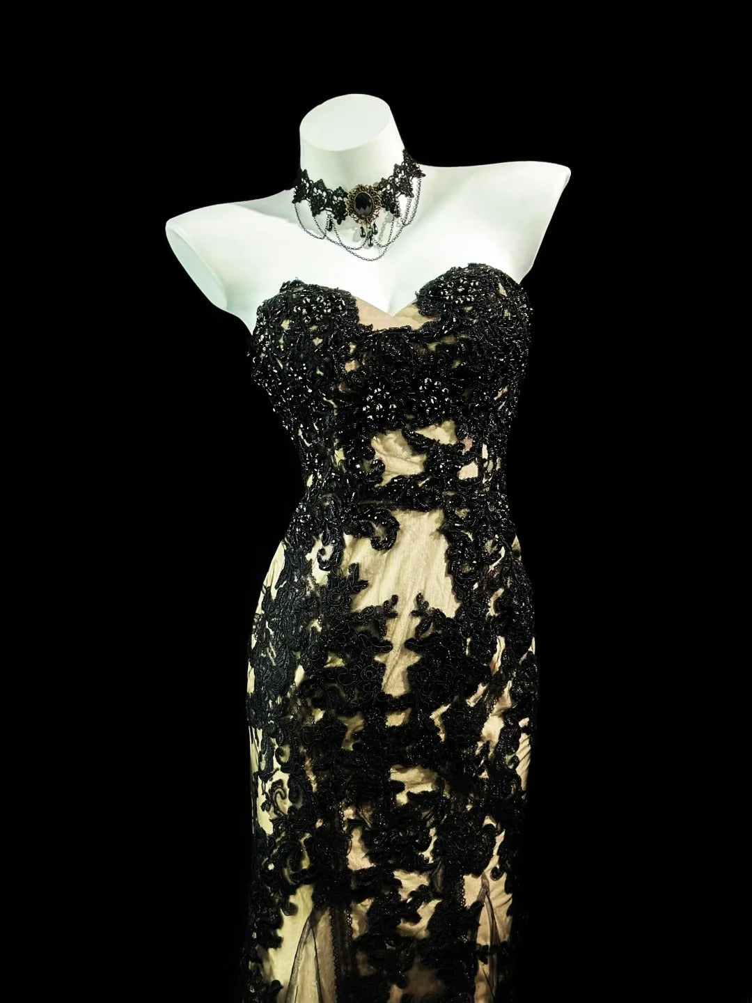 Vintage Prom Dresses Mermaid Sweetheart Black Lace Tulle 1950s Retro Classy Party Formal Outfits RB6225