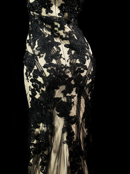 Vintage Prom Dresses Mermaid Sweetheart Black Lace Tulle 1950s Retro Classy Party Formal Outfits RB6225