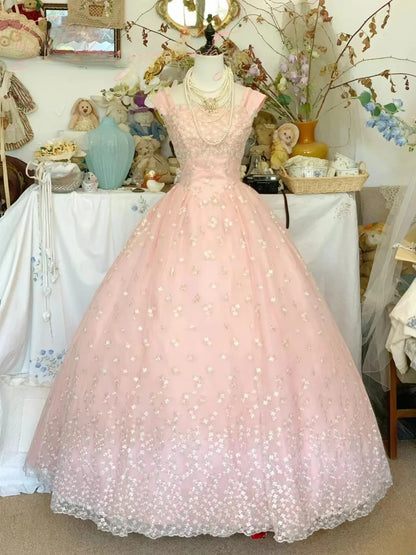 Pink Sweet 16 Dress Ballgown Spaghetti Straps Sweet Sixteen Dress With Lace RB9422