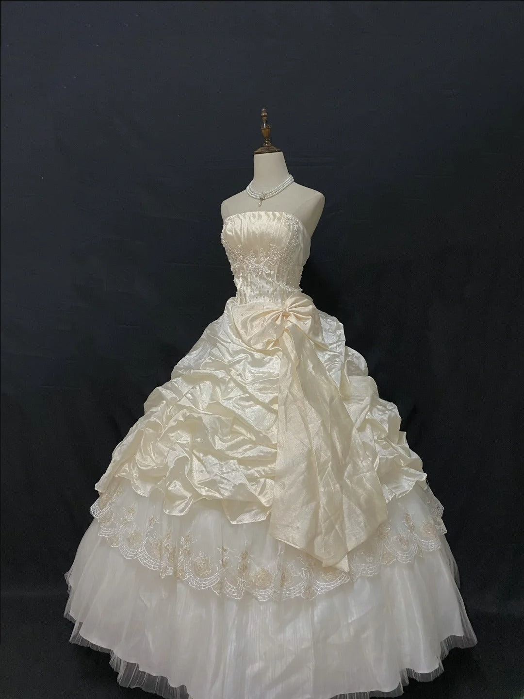 Princess Vibes Ball Gown Strapless Taffeta Long With Tiered Layers Quince Dress inspo Quinceanera Dresses Sweet 16 Outfit RB7864