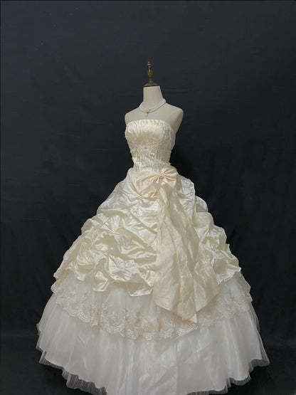 Princess Vibes Ball Gown Strapless Taffeta Long With Tiered Layers Quince Dress inspo Quinceanera Dresses Sweet 16 Outfit RB7864