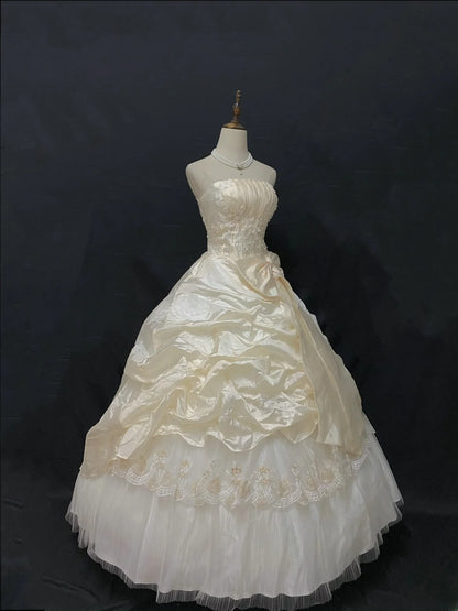 Princess Vibes Ball Gown Strapless Taffeta Long With Tiered Layers Quince Dress inspo Quinceanera Dresses Sweet 16 Outfit RB7864