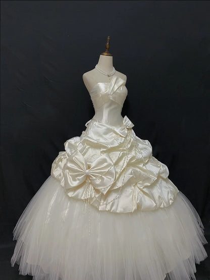 Princess Vibes Ball Gown Strapless Taffeta Cream Long With Tiered Layers Quince Dress inspo Quinceanera Dresses Sweet 16 Outfit RB7865