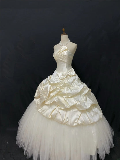 Princess Vibes Ball Gown Strapless Taffeta Cream Long With Tiered Layers Quince Dress inspo Quinceanera Dresses Sweet 16 Outfit RB7865