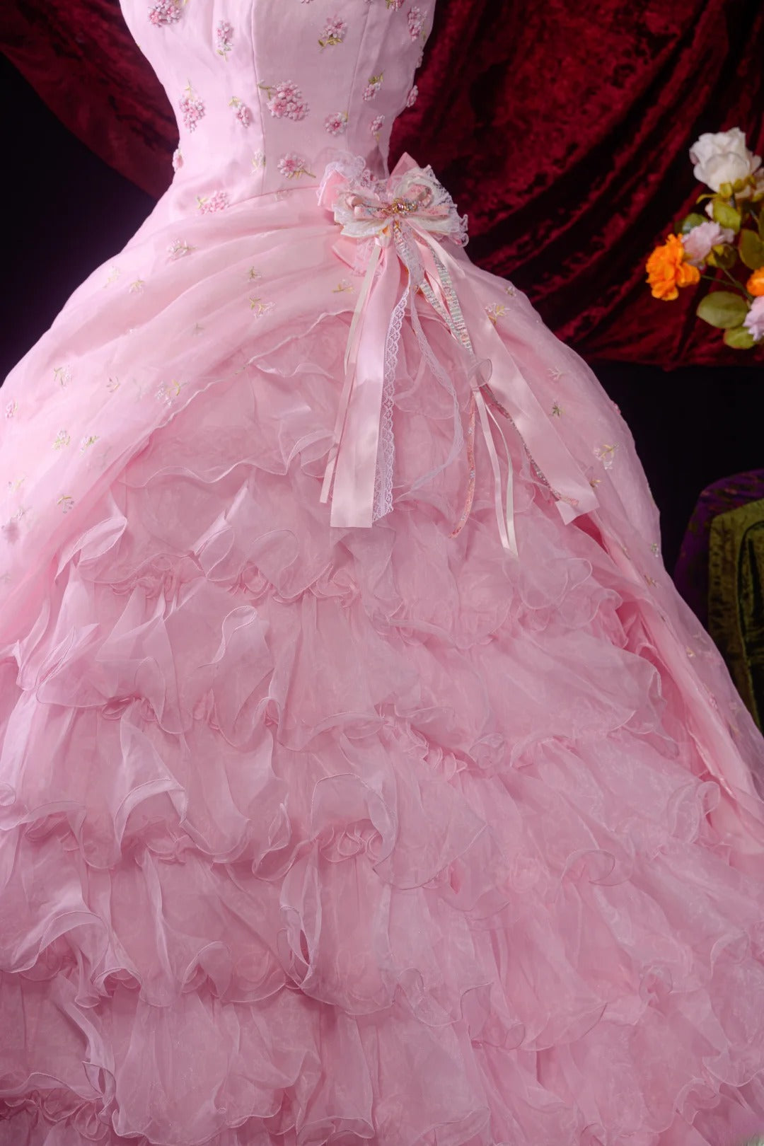 Classic Ball Gown High Neck Pink Tulle Sweet 16 Long Prom Dress Inspiration Party Senior Dance Prom Dresses AU536