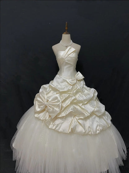 Princess Vibes Ball Gown Strapless Taffeta Cream Long With Tiered Layers Quince Dress inspo Quinceanera Dresses Sweet 16 Outfit RB7865