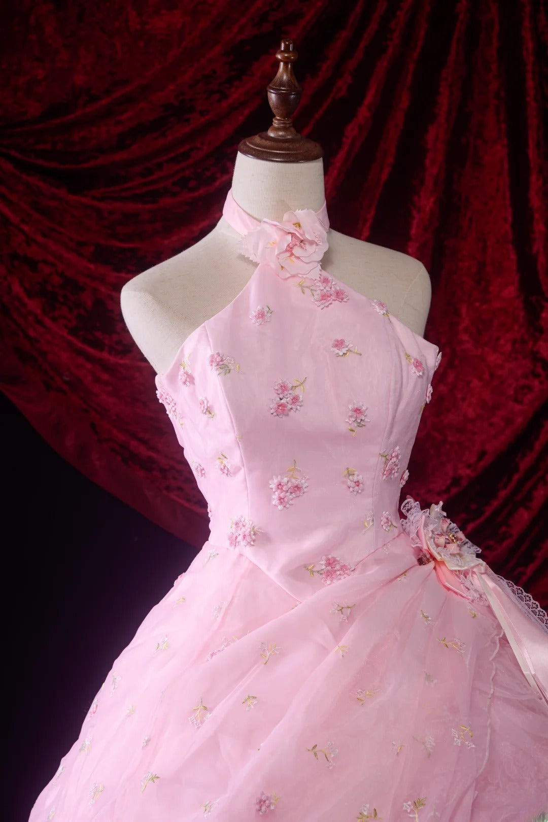 Classic Ball Gown High Neck Pink Tulle Sweet 16 Long Prom Dress Inspiration Party Senior Dance Prom Dresses AU536