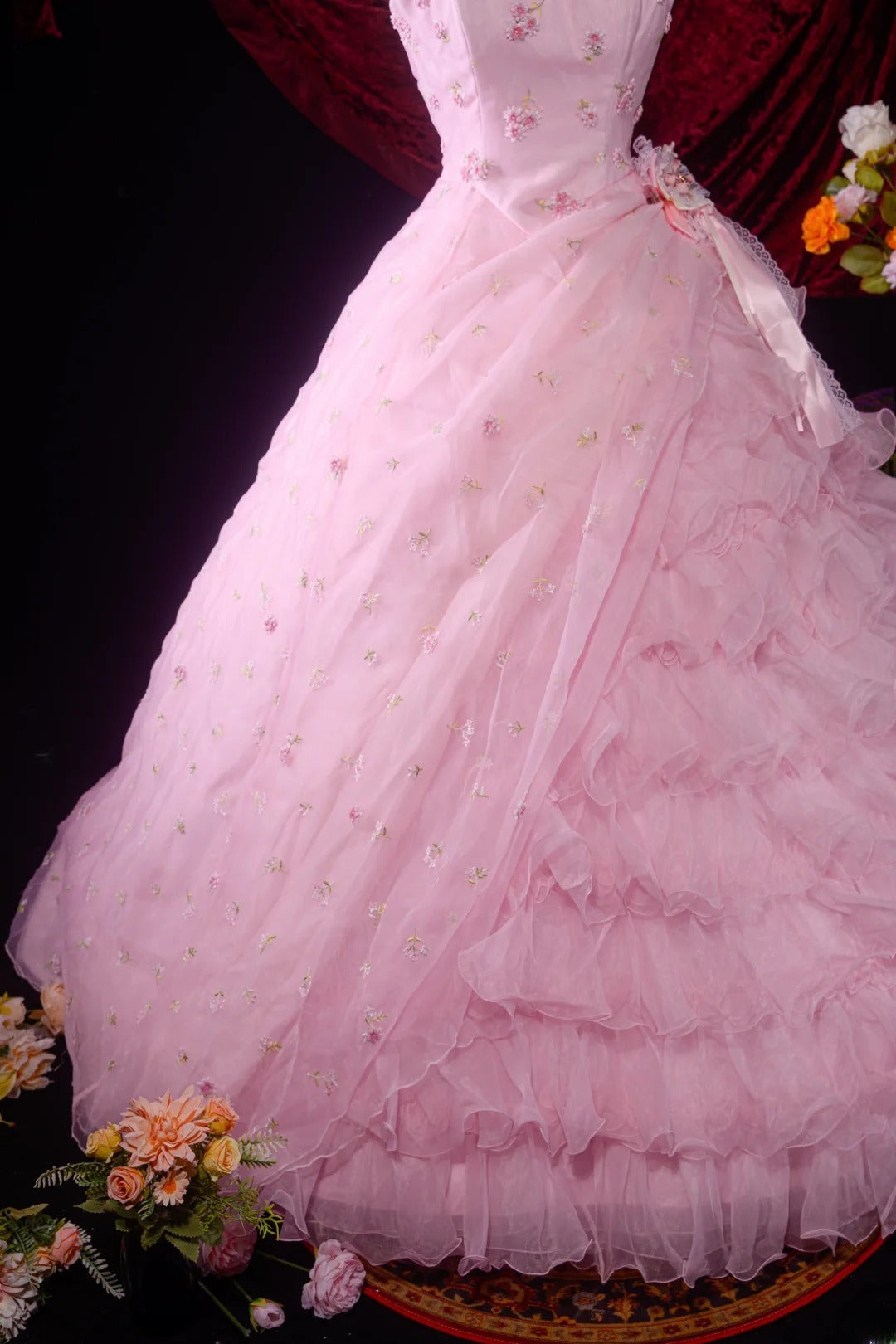 Classic Ball Gown High Neck Pink Tulle Sweet 16 Long Prom Dress Inspiration Party Senior Dance Prom Dresses AU536