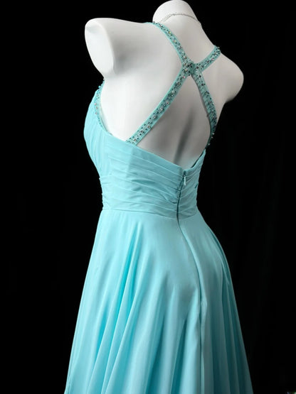 Prom Dresses A line Halter Tiffany Blue Chiffon Vintage 1950s Retro Classy Party Formal Outfits RB6228
