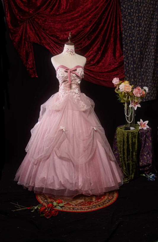 Ball Gown Sweetheart Pink Tulle Sweet 15 Quinceanera Dresses Formal Gown Birthday Vestido De 15 Años RB8601