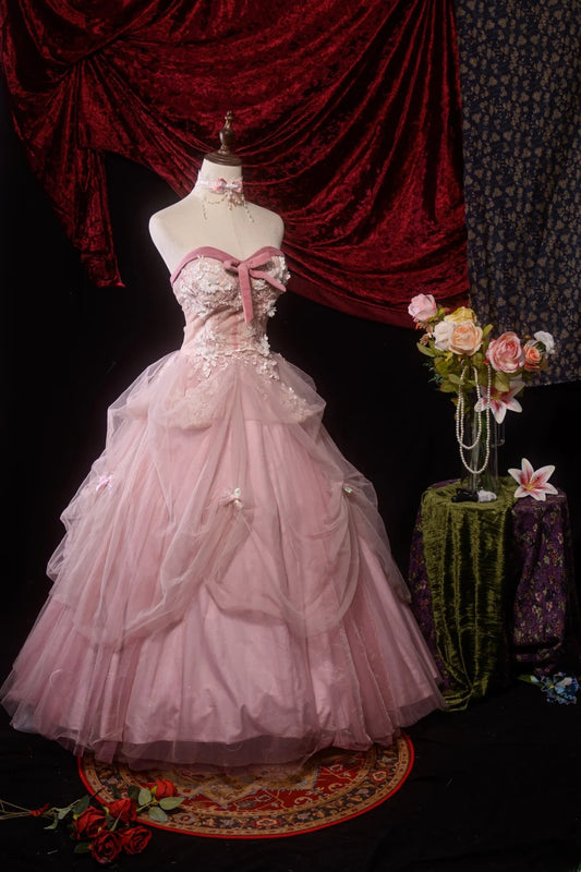 Ball Gown Sweetheart Pink Tulle Sweet 15 Quinceanera Dresses Formal Gown Birthday Vestido De 15 Años RB8601