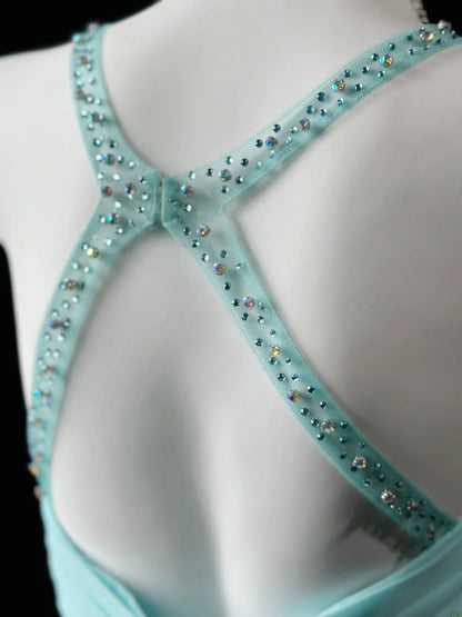 Prom Dresses A line Halter Tiffany Blue Chiffon Vintage 1950s Retro Classy Party Formal Outfits RB6228