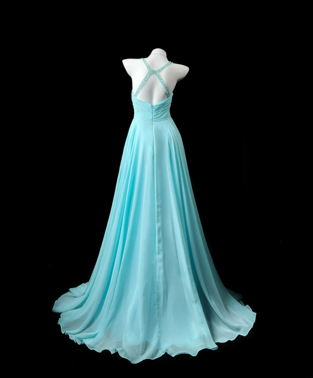 Prom Dresses A line Halter Tiffany Blue Chiffon Vintage 1950s Retro Classy Party Formal Outfits RB6228