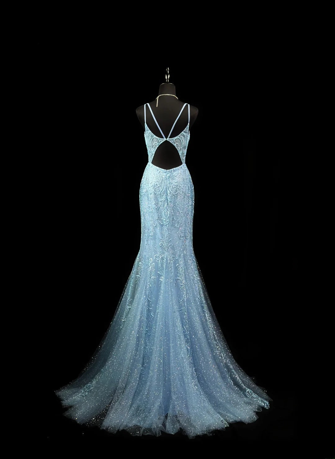 Vintage Prom Dresses Mermaid Spaghetti Strap Light Sky Blue Lace 1950s Retro Classy Party Formal Outfits RB6231