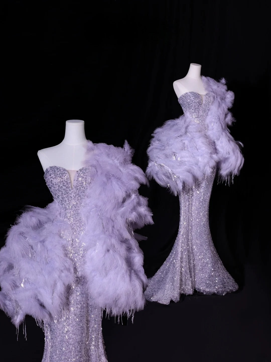 Elegantes, schlichtes Ballkleid im Meerjungfrauen-Stil mit Herzausschnitt, silber-grau mit Pailletten – Inspiration für einen stilvollen Auftritt. Langes, formelles Abendkleid AS414