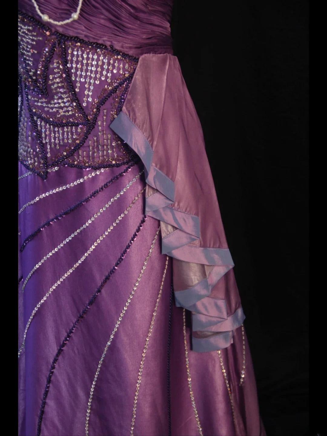Vintage A Line One Shoulder Purple 1950s With Pleated Ruffled Beaded Bodice Long Prom Dresses Inspo Birthday Outfit Formal Gown AS415