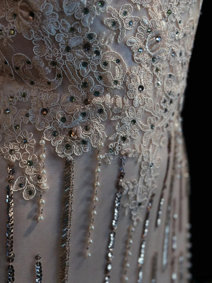 Vintage Prom Dresses Mermaid V Neck Light Pink Lace 1950s Retro Classy Party Formal Outfits RB6232