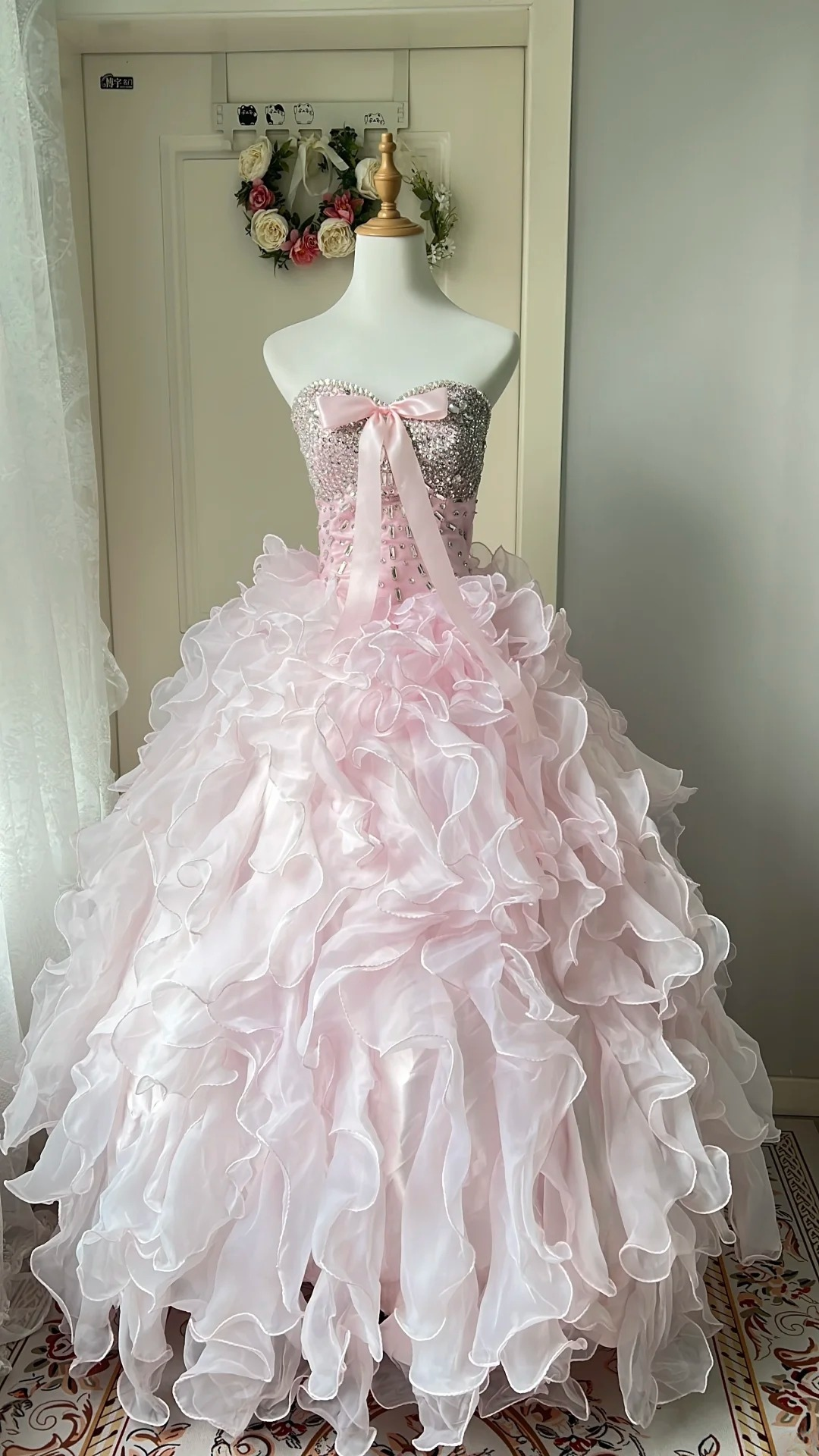 Sweet 15 Dress Quinceanera Dresses Ball Gown Sweetheart Light Pink With Beaded Layers Long 16th Birthday Outfits RC0737