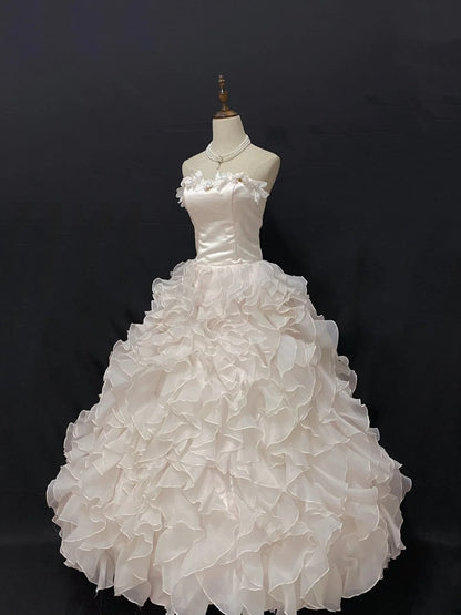 Princess Vibes Ball Gown Strapless Chiffon Long With Tiered Layers Quince Dress inspo Quinceanera Dresses Sweet 16 Outfit RB7871