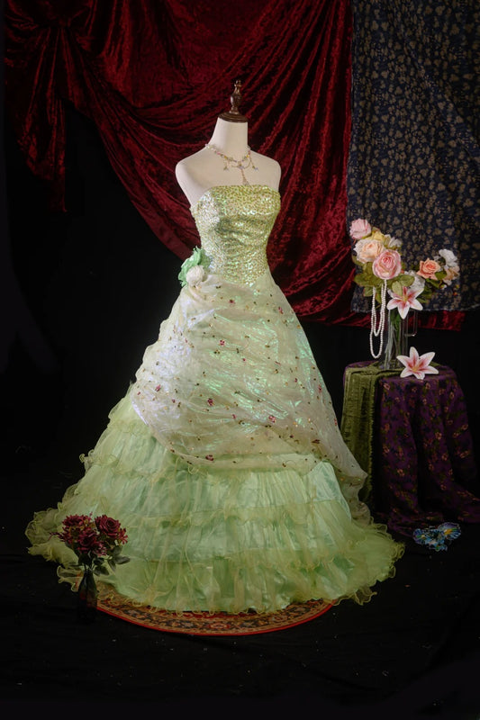 Stylish Ball Gown Strapless Mint Green Quinceanera Dresses For Sweet 15 & 15 Anos Celebration Vestido De 15 Años RB8607