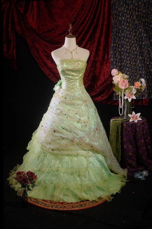 Stylish Ball Gown Strapless Mint Green Quinceanera Dresses For Sweet 15 & 15 Anos Celebration Vestido De 15 Años RB8607