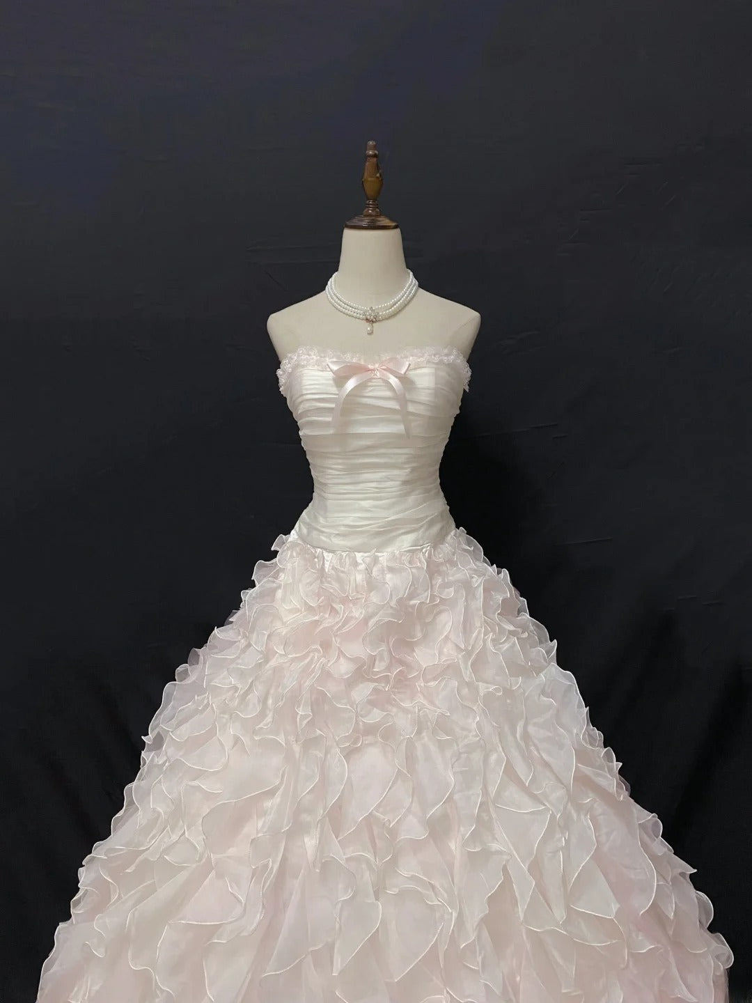 Princess Vibes Ball Gown Strapless Chiffon Light Pink Long With Tiered Layers Quince Dress inspo Quinceanera Dresses Sweet 16 Outfit RB7873