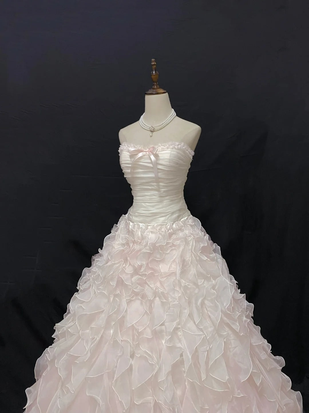 Princess Vibes Ball Gown Strapless Chiffon Light Pink Long With Tiered Layers Quince Dress inspo Quinceanera Dresses Sweet 16 Outfit RB7873