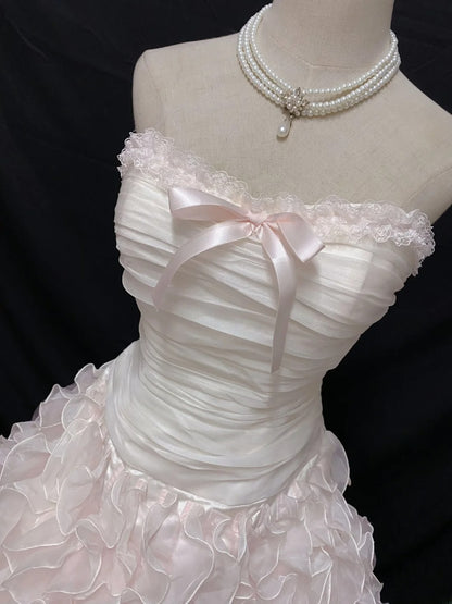 Princess Vibes Ball Gown Strapless Chiffon Light Pink Long With Tiered Layers Quince Dress inspo Quinceanera Dresses Sweet 16 Outfit RB7873