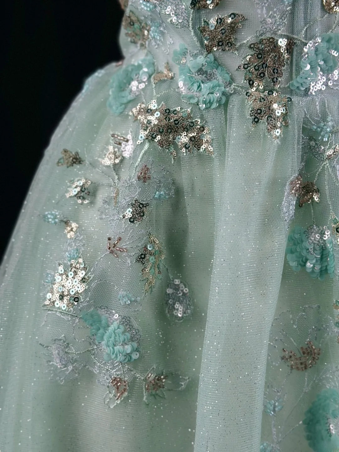 Charming Prom Dresses Ball Gown Sweetheart Mint Green Tulle With Lace Night Evening Formal Outfits RB6236