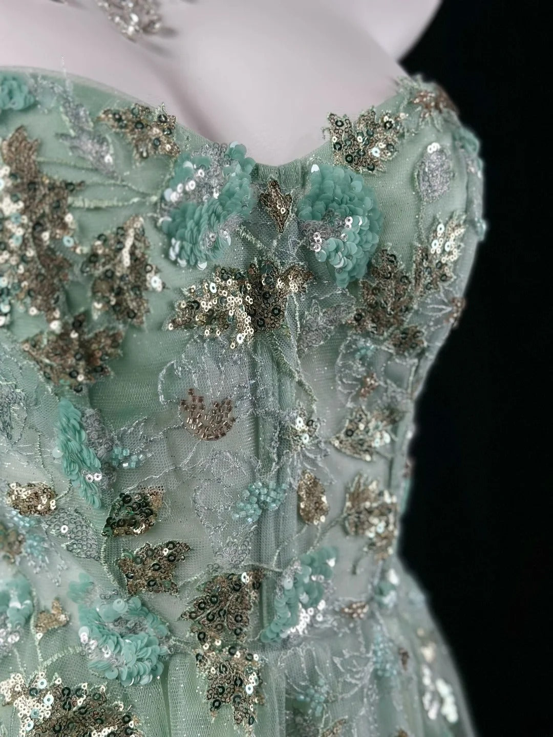 Charming Prom Dresses Ball Gown Sweetheart Mint Green Tulle With Lace Night Evening Formal Outfits RB6236