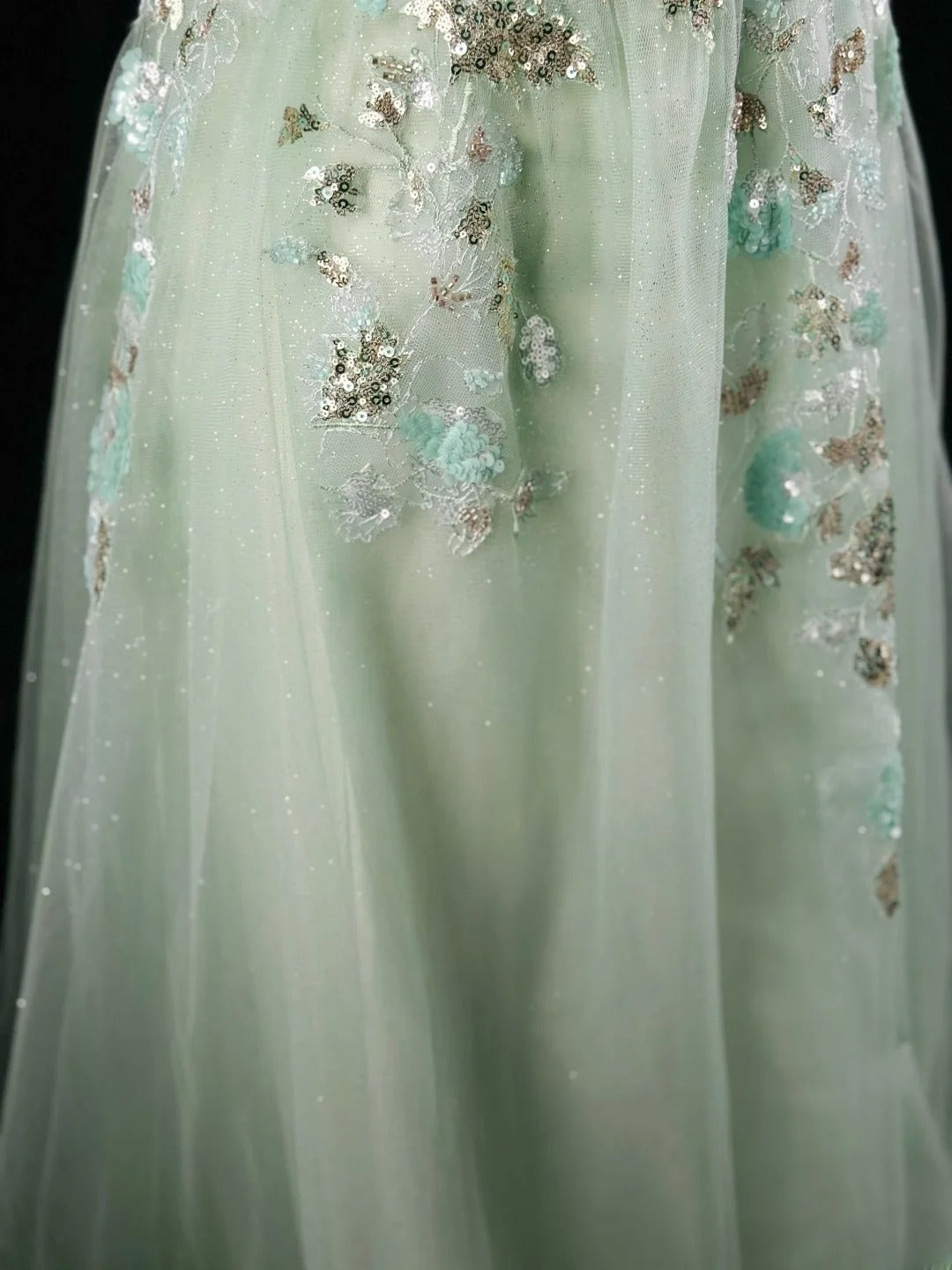 Charming Prom Dresses Ball Gown Sweetheart Mint Green Tulle With Lace Night Evening Formal Outfits RB6236