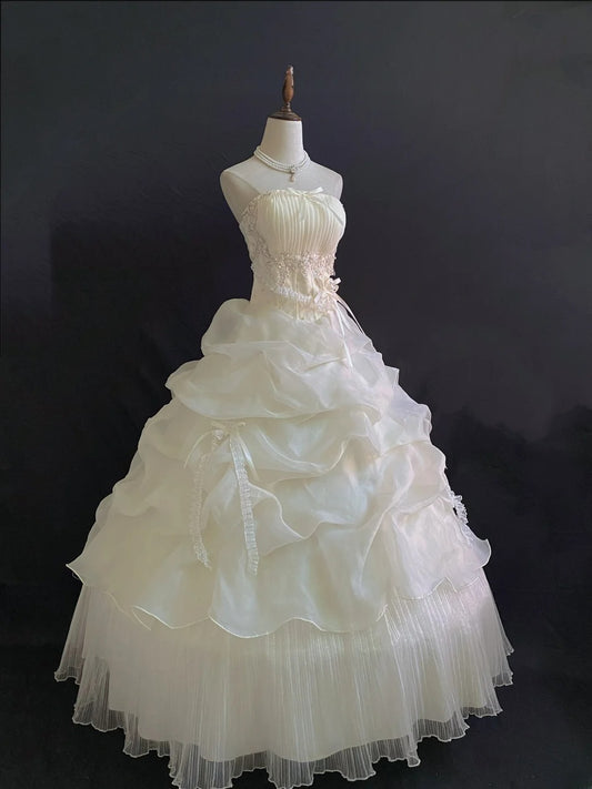 Princess Vibes Ball Gown Sweetheart Organza Long With Tiered Ruffled Corset Fitted Back Quince Dress inspo Quinceanera Dresses Sweet 16 Outfit RB7878