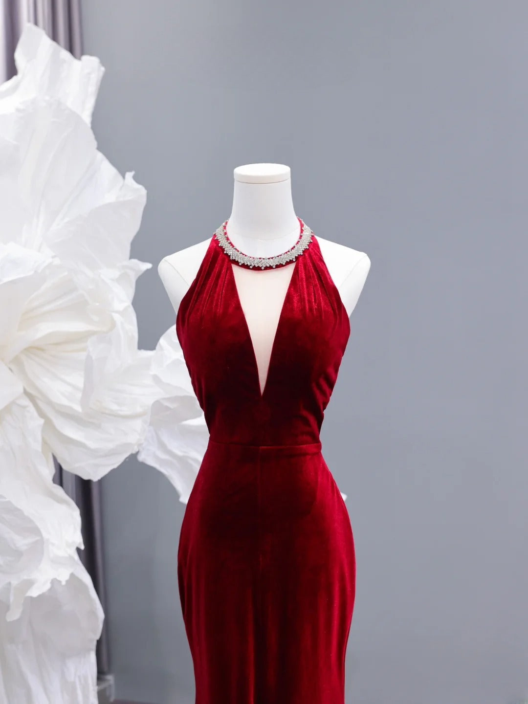 Modest Prom Dresses Aesthetic Mermaid Scoop Neck Burgundy Velvet Inspiration Impress Long Party Formal Gown For Teenagers High Schools AS427