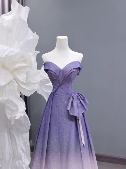 Elegantes, schulterfreies, langes Paillettenkleid in Fliederrosa mit Ombré-Effekt für Abschlussball, festliche Abendgarderobe und Dinnerpartys AS428