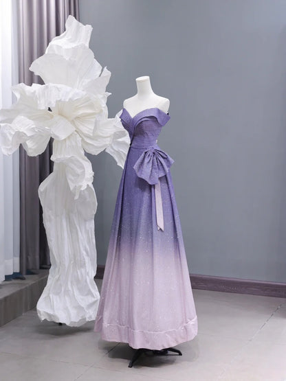 Elegantes, schulterfreies, langes Paillettenkleid in Fliederrosa mit Ombré-Effekt für Abschlussball, festliche Abendgarderobe und Dinnerpartys AS428