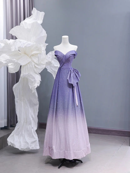 Elegantes, schulterfreies, langes Paillettenkleid in Fliederrosa mit Ombré-Effekt für Abschlussball, festliche Abendgarderobe und Dinnerpartys AS428