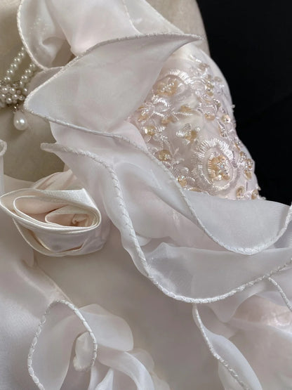 Princess Vibes Ball Gown Halter Light Pink Organza Long With Lace 3D Flowers Quince Dress inspo Quinceanera Dresses Sweet 16 Outfit RB7883