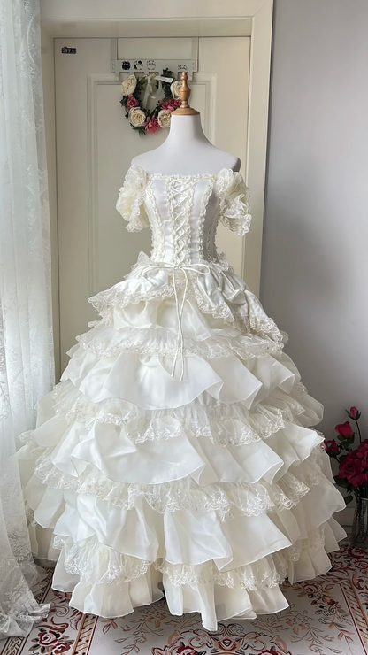 Sweet 16 Kleid Ideen Ballkleid schulterfrei mit Ärmeln gestufte Lagen Ballkleid Sweet Sixteen 16. Geburtstag Kleider RC0750