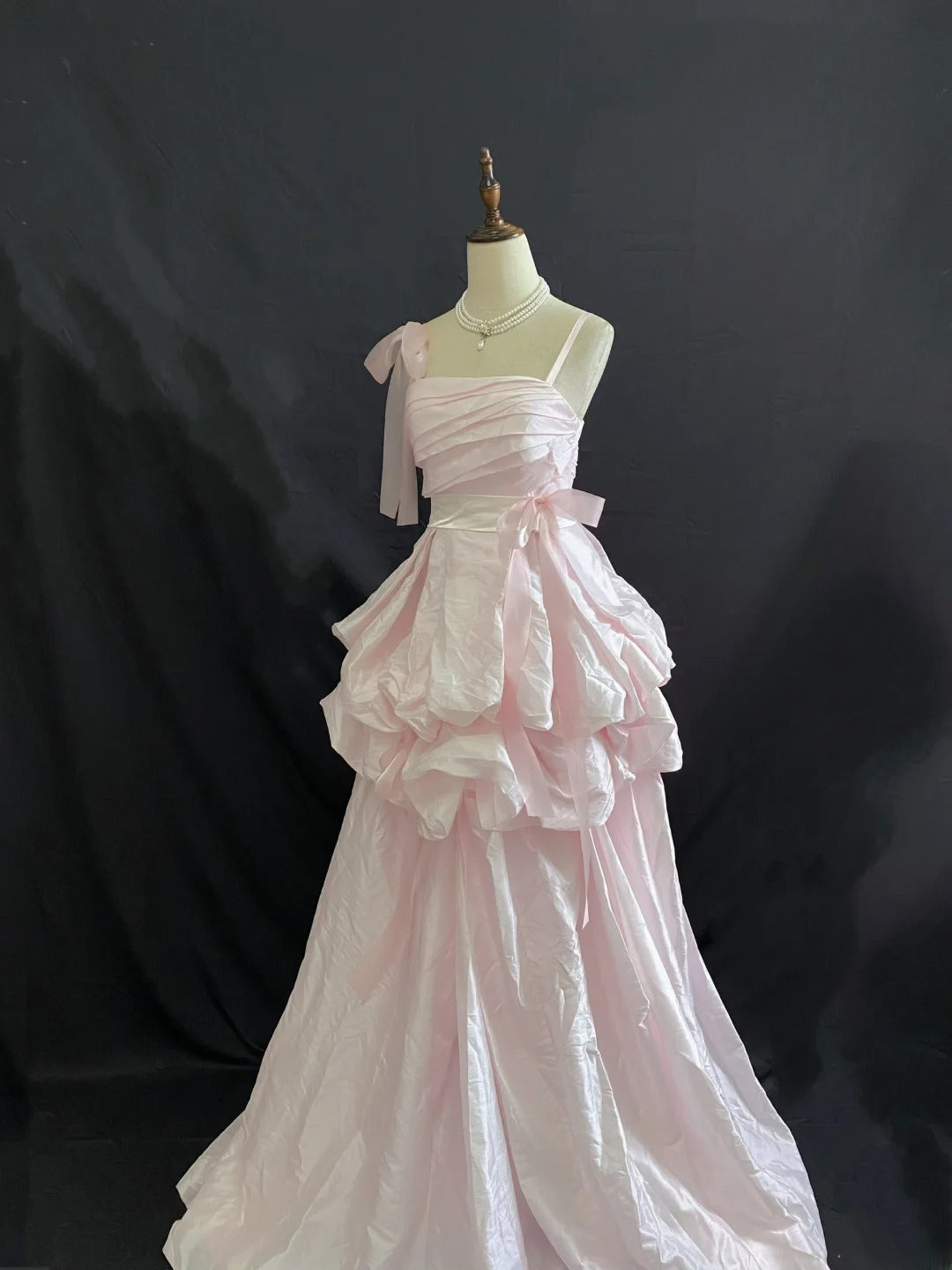 Princess Vibes Ball Gown Spaghetti Strap Pink Taffeta Long With Ruffled Tiered Quince Dress inspo Quinceanera Dresses Sweet 16 Outfit RB7884