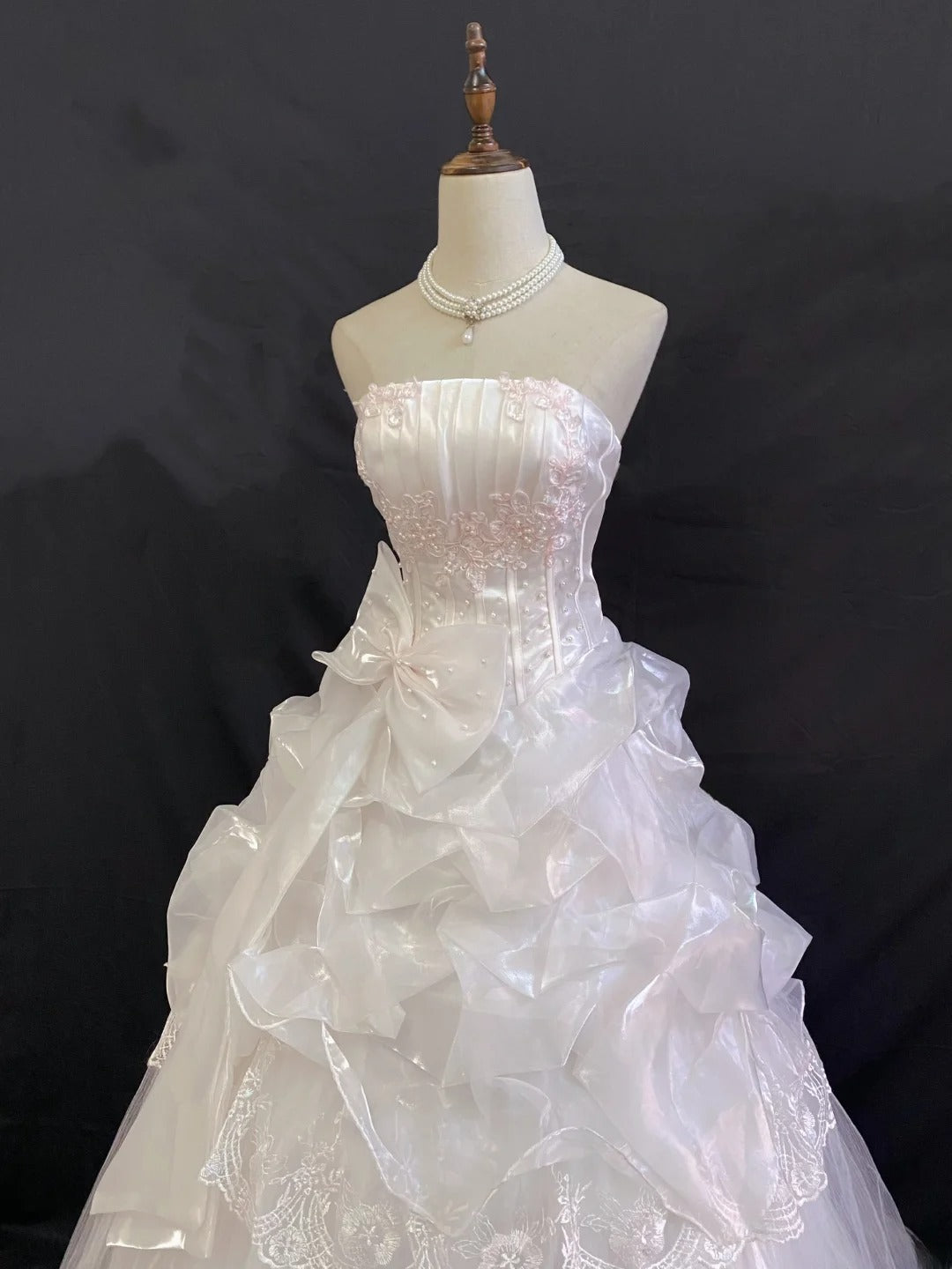 Princess Vibes Ball Gown Strapless Pink Tulle Long With Ruffled Tiered Quince Dress inspo Quinceanera Dresses Sweet 16 Outfit RB7886