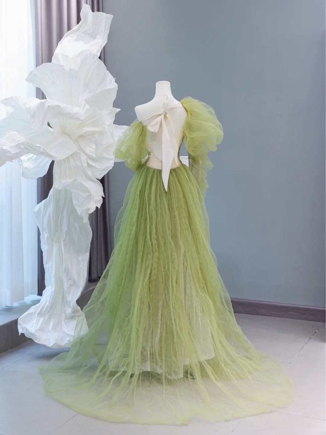 Elegantes, schlichtes A-Linien-Abendkleid aus salbeigrünem Tüll mit One-Shoulder-Schnitt – ein beeindruckendes, langes Abendkleid für Teenager und Schülerinnen (AS432).