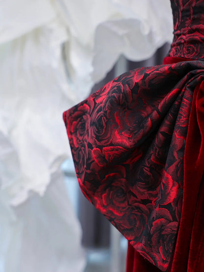 Elegantes, burgunderrotes Samt-Abendkleid mit herzförmigem Ausschnitt – perfekt für festliche Anlässe und Dinnerpartys (Modell AS433)